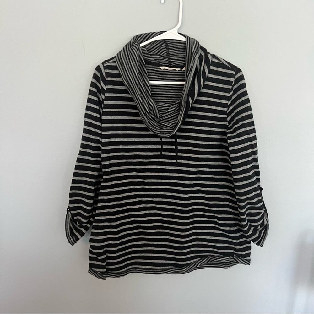 Soft Surroundings Striped Cowl Neck Pullover Top Women's Size Medium Petite